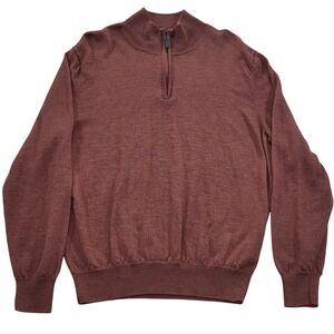 Jos. A. Bank Traveler Merino Wool 1/4 Zip Pullover Sweater Brown Mens‎ XL
